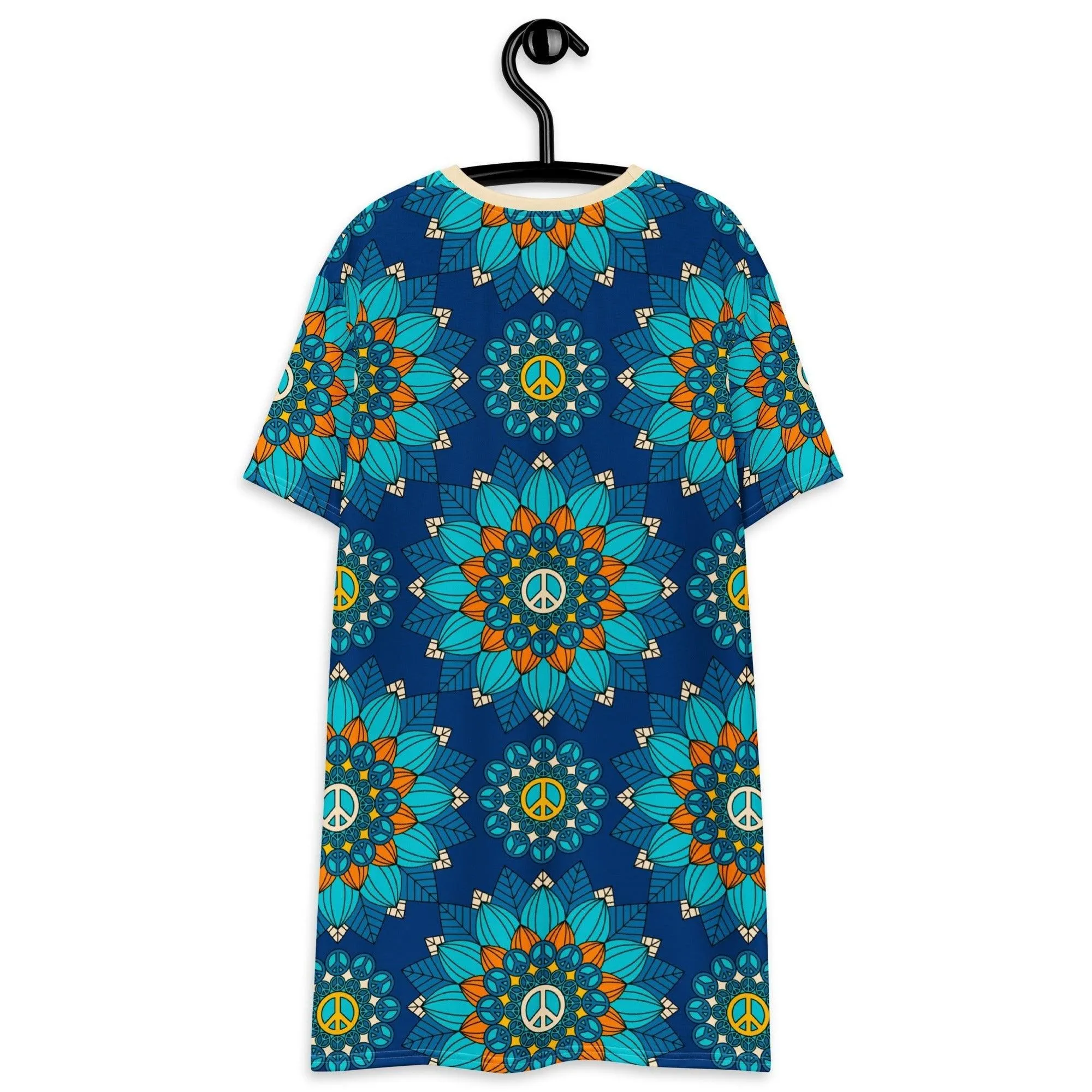 BLOOM WITH PEACE orange blue - T-shirt dress