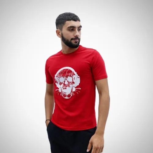 Demon Wear's Headphone skull "Teddy" Graphic Puff T-Shirt Combo Pack of 2 for Him