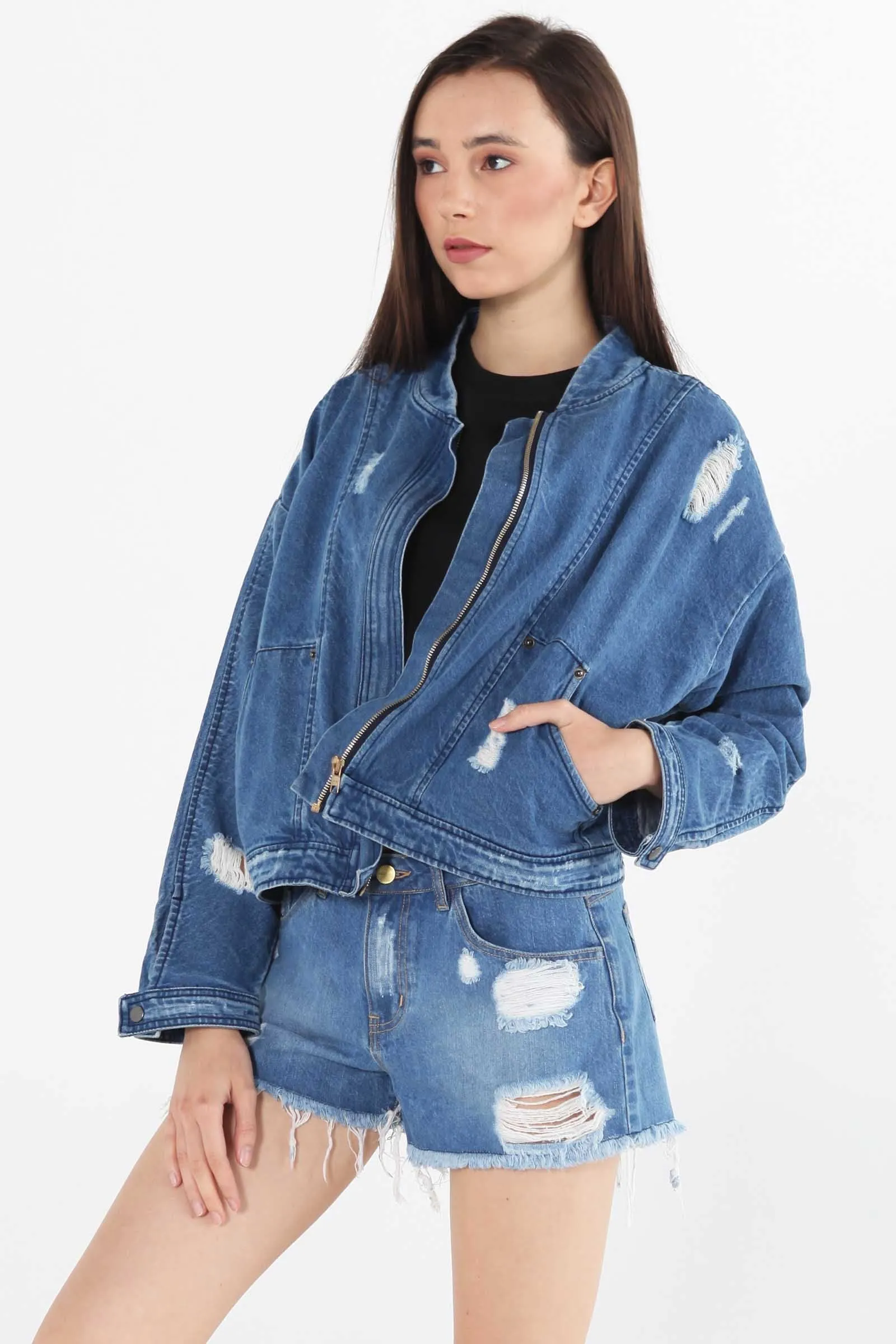 Denim Biker Jacket