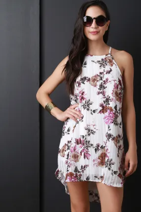 Floral Print Sleeveless Shift Dress