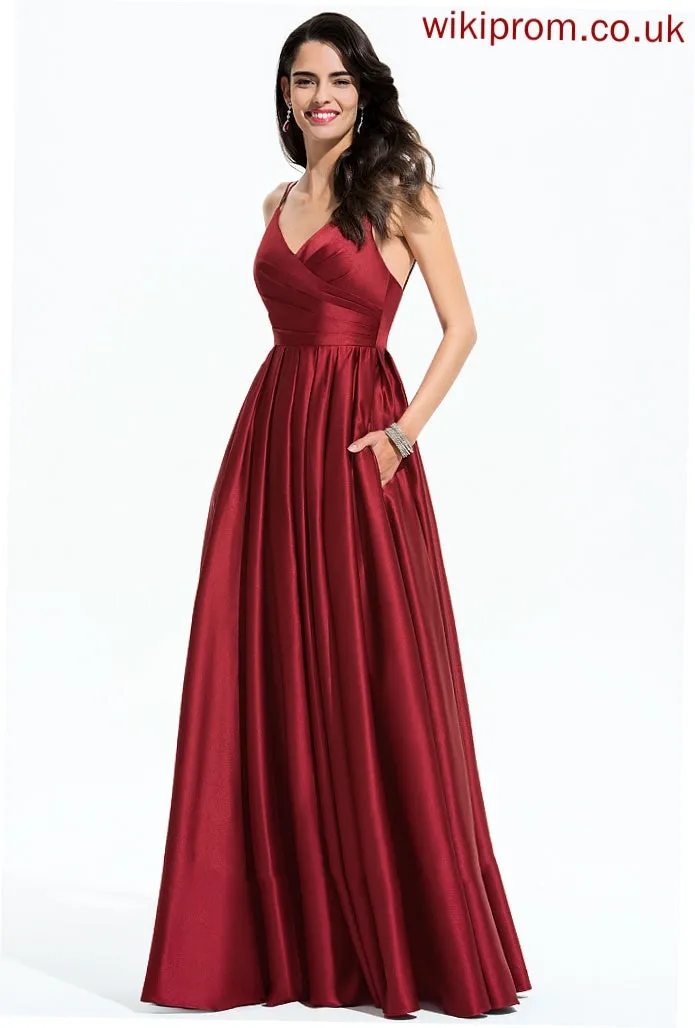 Formal Dresses Dresses A-line Satin Kathleen V-Neck