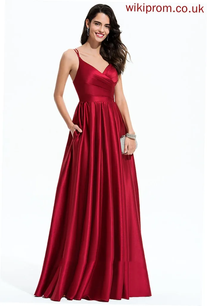 Formal Dresses Dresses A-line Satin Kathleen V-Neck