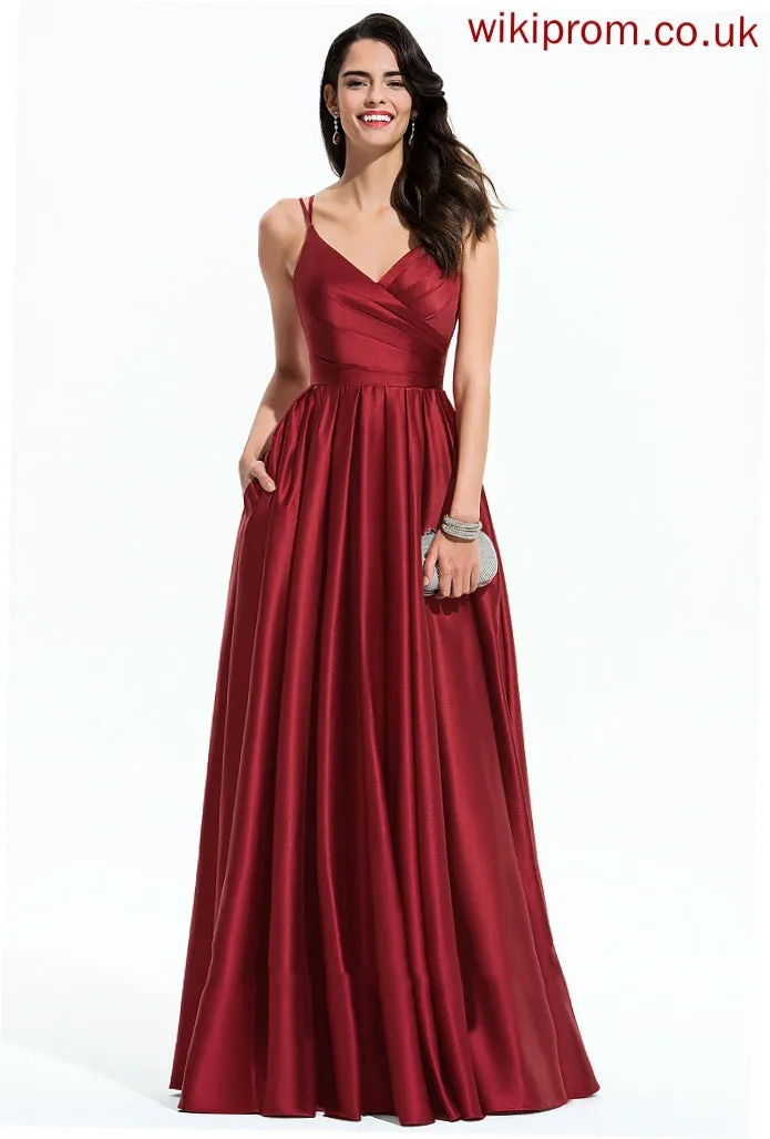 Formal Dresses Dresses A-line Satin Kathleen V-Neck