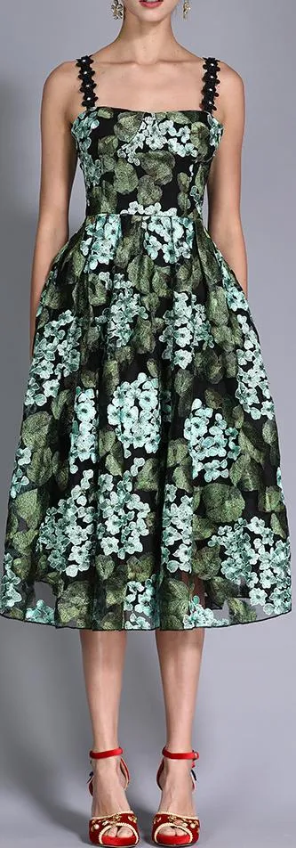 Hydrangea Print A-Line Dress