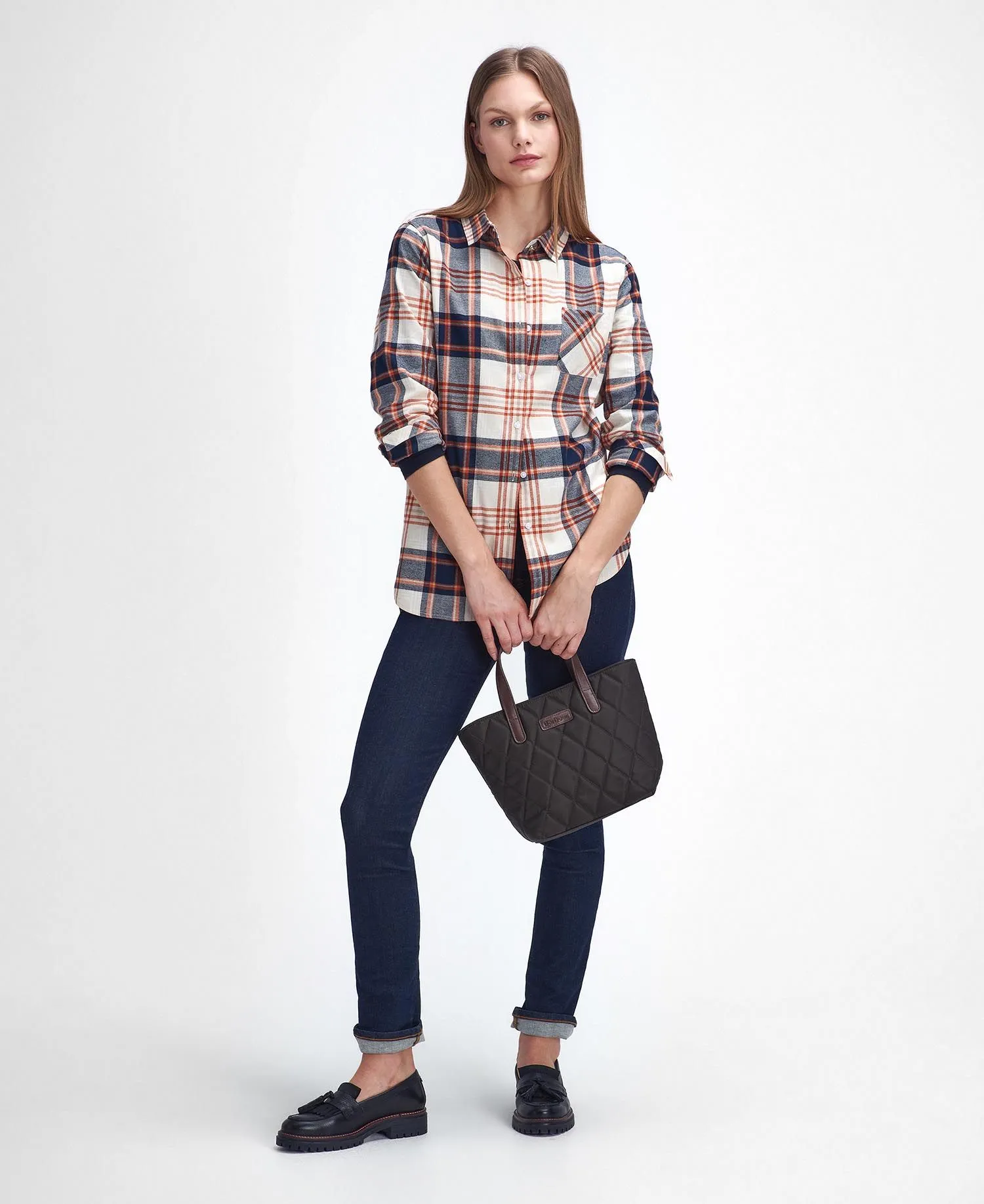 Pendula Regular Long-Sleeved Shirt - Cloud/Spiced Pumpkin Check