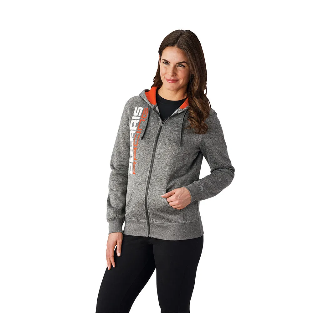 Polaris  Gray Womens Full Zip Racing Hoodie Soft Lightweight Casual Styled