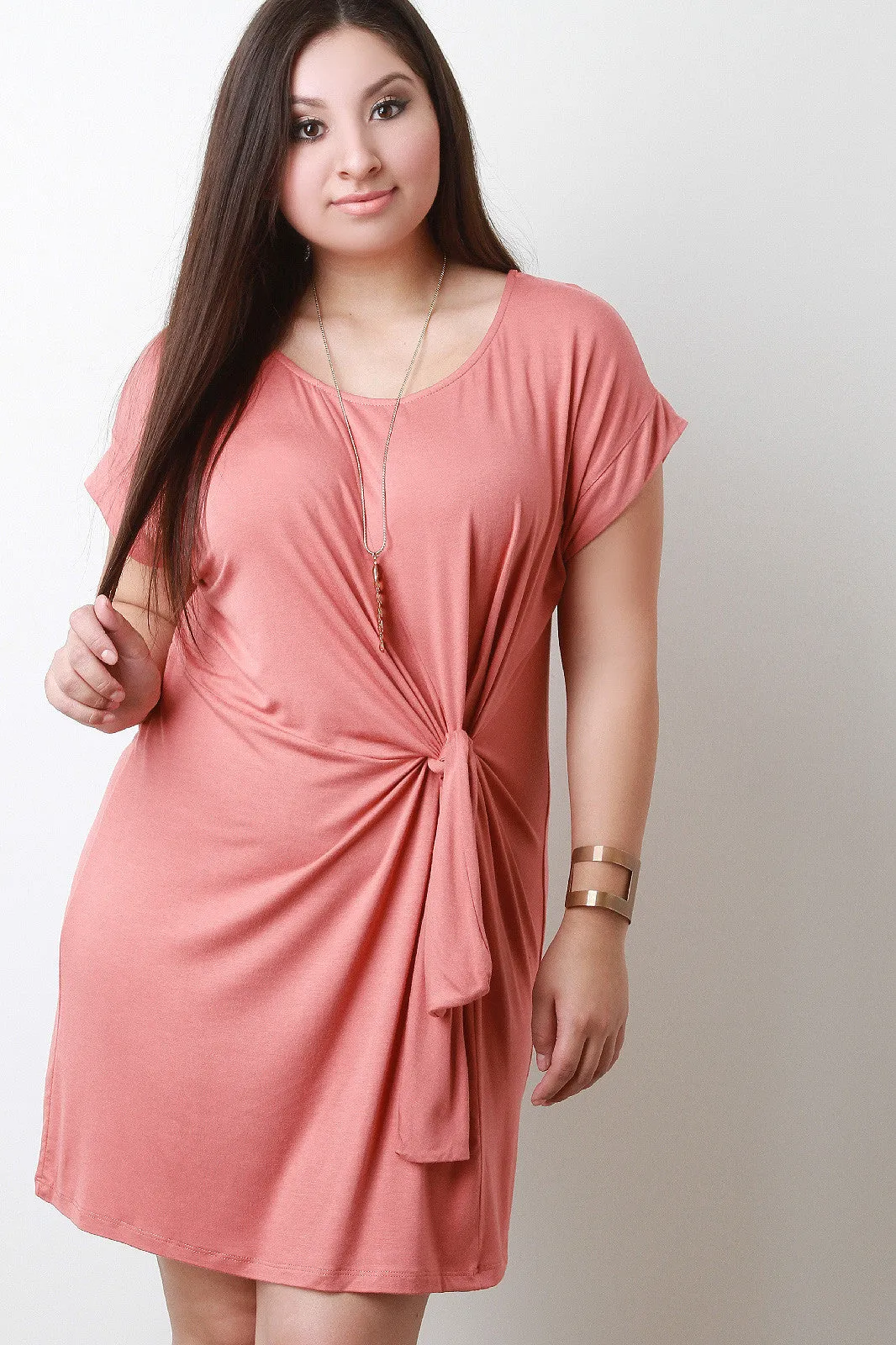 Tied Front Shift Midi Dress