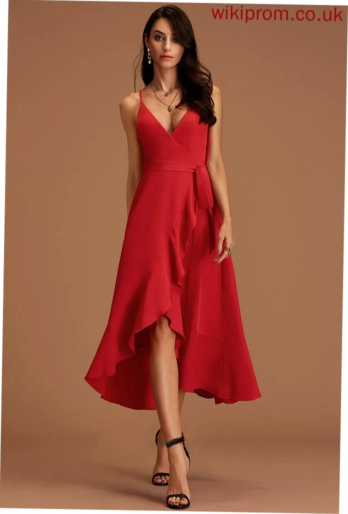 V-Neck Crepe Formal Dresses Stretch Dresses Braelyn A-line