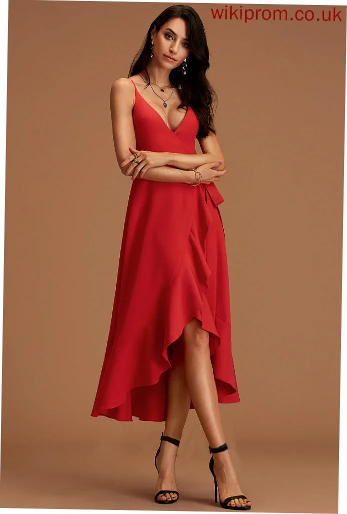 V-Neck Crepe Formal Dresses Stretch Dresses Braelyn A-line