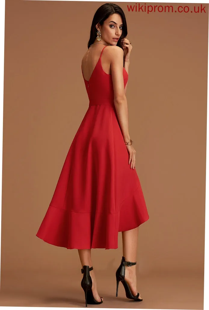 V-Neck Crepe Formal Dresses Stretch Dresses Braelyn A-line