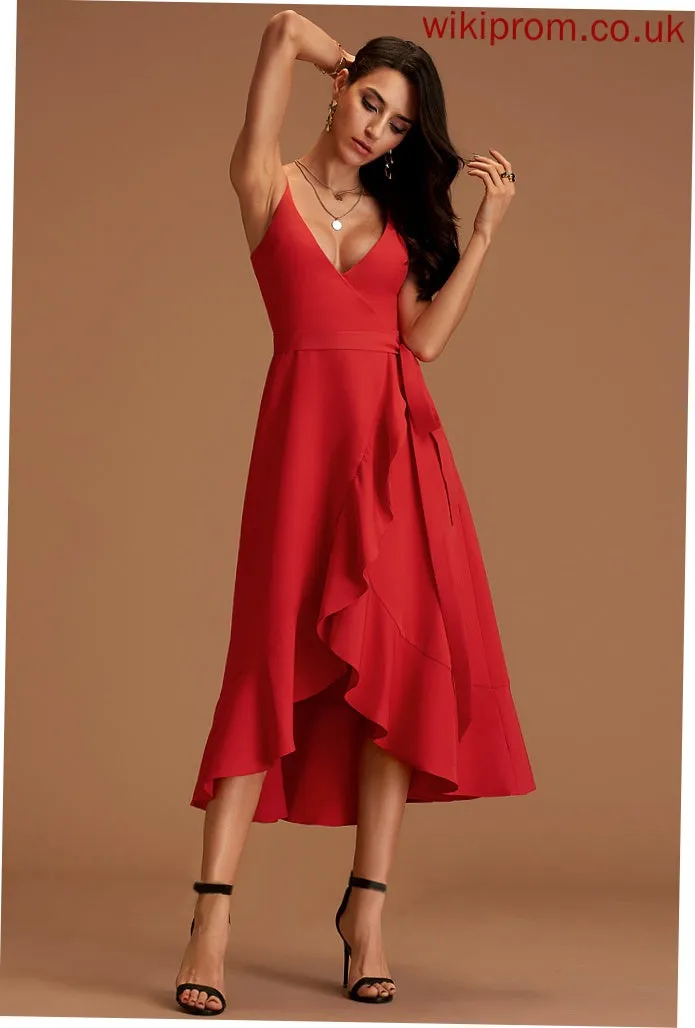 V-Neck Crepe Formal Dresses Stretch Dresses Braelyn A-line