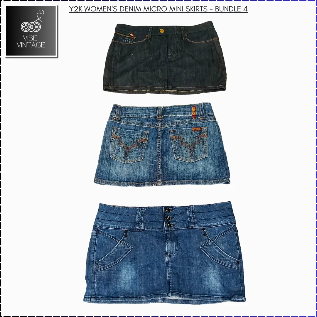 Y2K WOMEN'S DENIM MICRO MINI SKIRTS - 10 PCS (BUNDLE 4)